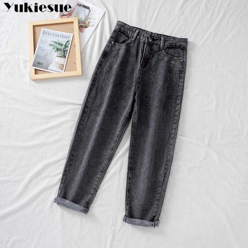 High Waist Jeans Women Harem Pants Loose Casual Korean Mom Jean Vintage Female Denim Trousers Plus Size Pantalon With Belt 210922