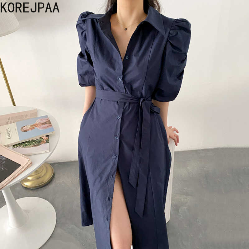 Korejpaa Women Dress Korea Chic Simple Solid Color Lapel Single-breasted Loose Lace-up Bubble Sleeve Long Shirt Vestido 210526, Apricot
Korejpaa Women Dress Korea Chic Simple Solid Color Lapel Single-breasted Loose Lace-up Bubble Sleeve Long Shirt Vestido 210526, Apricot