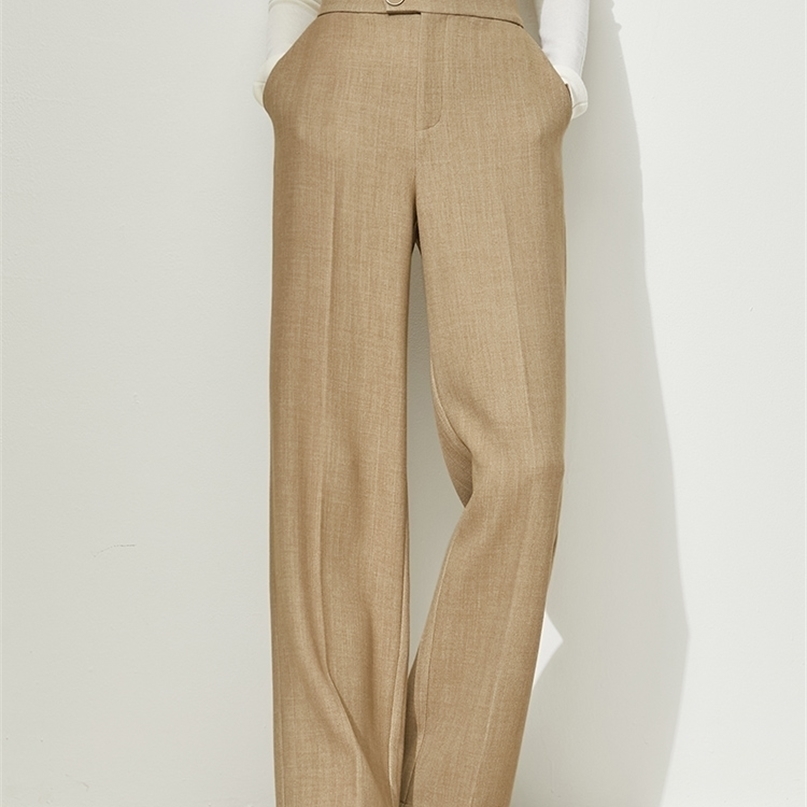 Amii Minimalism Winter Pants For Women Elegant High Wais Wide Leg Office Lady Suit Pant Female Casual Trousers 12130402 211115