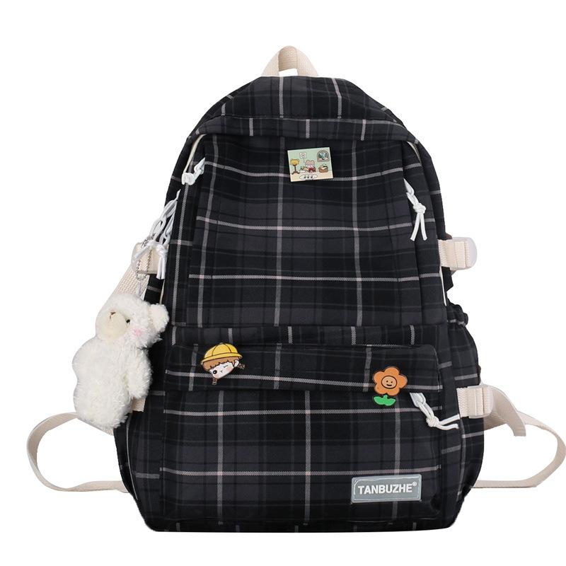 Wallets Japanese Plaid Backpack Korean Large Capacity Students Schoolbag Campus Stripe Style Fashionable Girl Travel Bag Waterproof, Black
Wallets Japanese Plaid Backpack Korean Large Capacity Students Schoolbag Campus Stripe Style Fashionable Girl Travel Bag Waterproof, Black