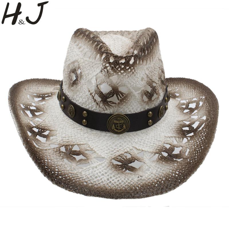 Cloches Women Men Western Cowboy Hat With Punk Anchor Band Handmade Weave Lady Gentleman Beach Sun Sombrero Cowgirl Size 58CM A0082, Straw
Cloches Women Men Western Cowboy Hat With Punk Anchor Band Handmade Weave Lady Gentleman Beach Sun Sombrero Cowgirl Size 58CM A0082, Straw