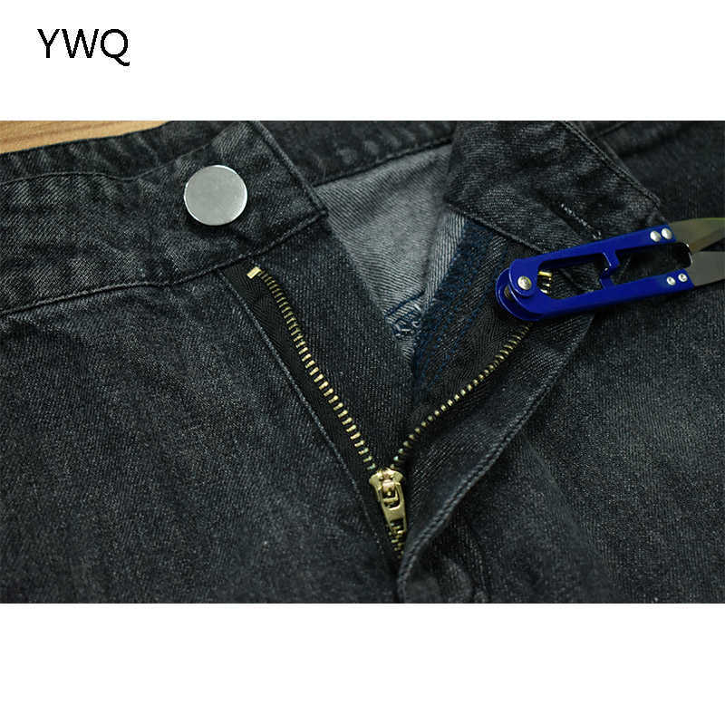 Ripped Women Jeans Wide Leg Long Cargo Pants Ladies Black Boyfriend High Waist Vintage Korean Lady Trousers Baggy 210809