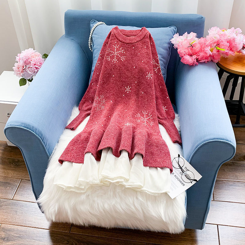 woman winter sweater plus size women's clothing new foreign fat sister covered belly was thin fashion sweater dress female 201008