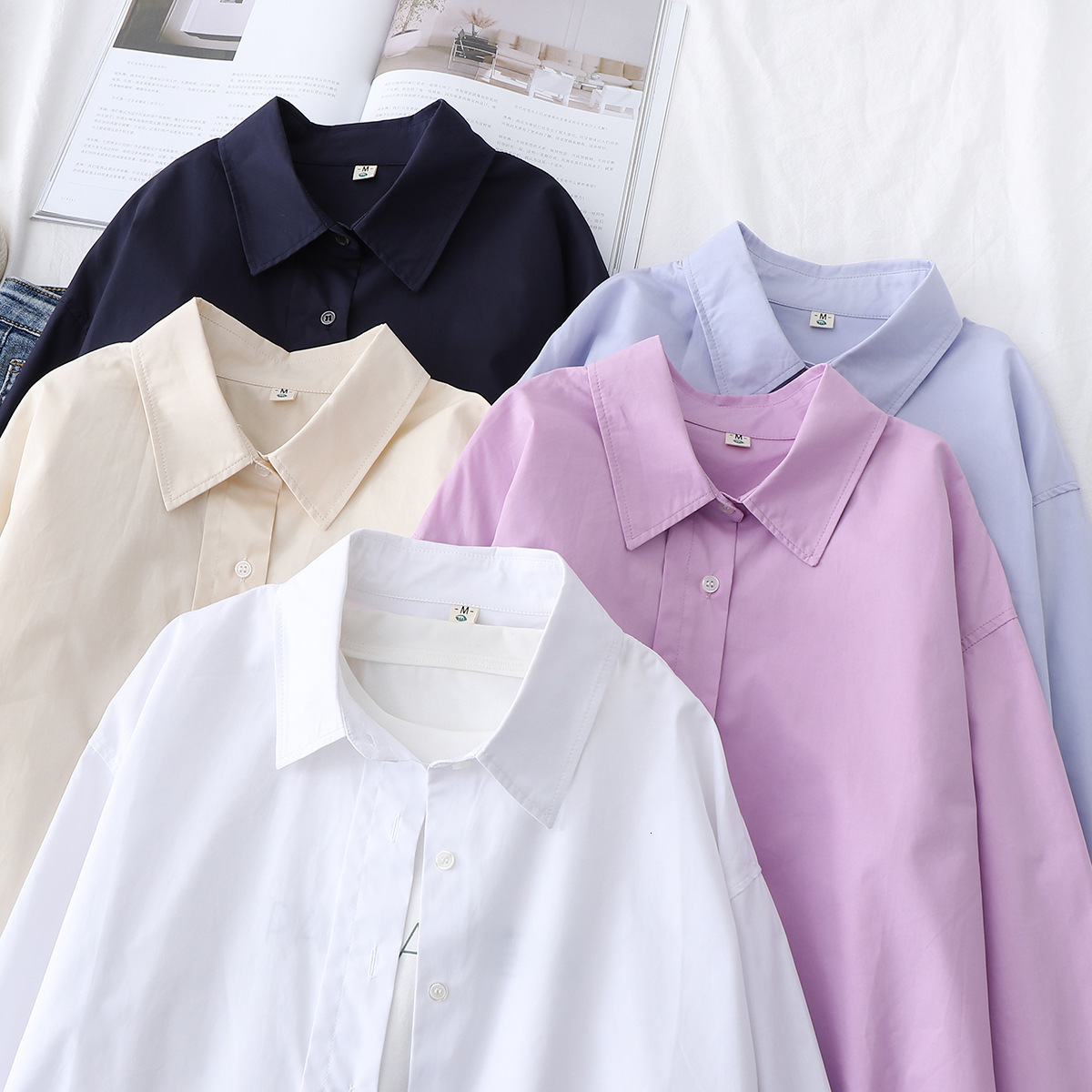 2021 New 100% Cotton Shirts Women Blouses Lady Tops Long Sleeve White Blue Female Clothes Outwear Solid Color Black J7am
2021 New 100% Cotton Shirts Women Blouses Lady Tops Long Sleeve White Blue Female Clothes Outwear Solid Color Black J7am