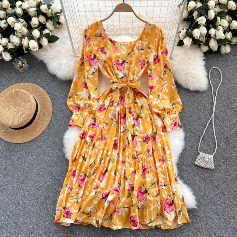 Casual Dresses SINGREINY Women Sweet Floral Pleated Dress Korean Style Long Sleeve Sashes A-line Bohemian Print Autumn 2021, Black;gray
Casual Dresses SINGREINY Women Sweet Floral Pleated Dress Korean Style Long Sleeve Sashes A-line Bohemian Print Autumn 2021, Black;gray