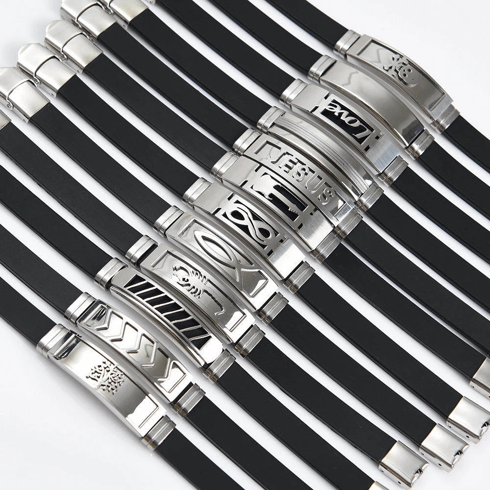 Fashion Stainless Steel Charm Bracelets Bangle Mix Scorpion Jesus Skull Tree of life Love Silicone Jewelry Wristbands 21cm/8.27inch
Fashion Stainless Steel Charm Bracelets Bangle Mix Scorpion Jesus Skull Tree of life Love Silicone Jewelry Wristbands 21cm/8.27inch