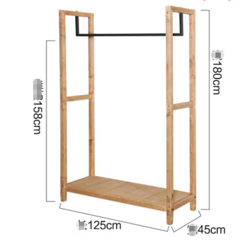 Clothing store wood display rack Commercial Furniture floor type show racks hanging cloth pole women's decoration design shelf shoe stand