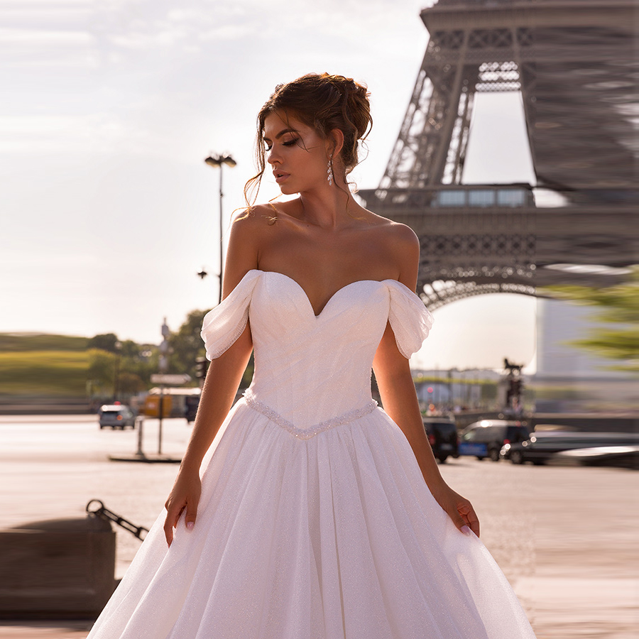 Blingbling Off the Shoulder Beading Sashes A-line Wedding Dresses Court Train Sequin Bridal Gown vestidos de noiva robe mariee 2022