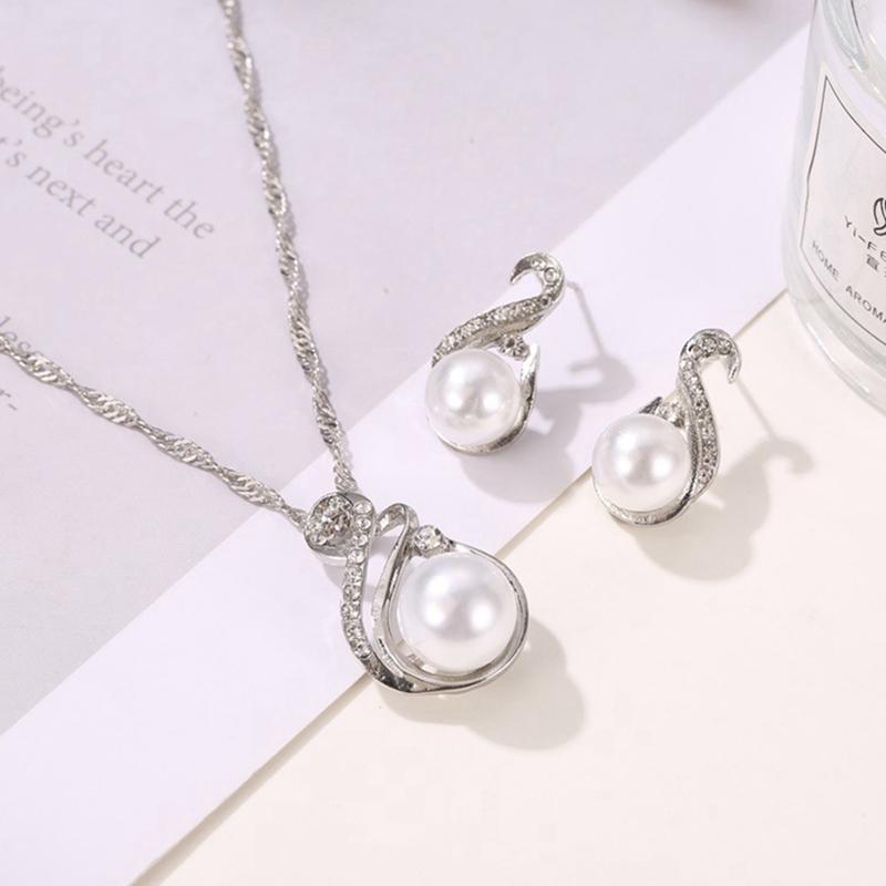 Earrings & Necklace Faux Pearl Pendant Set Wedding Jewelry Bride Sliver Rhinestone Dropship Arrival, Silver
Earrings & Necklace Faux Pearl Pendant Set Wedding Jewelry Bride Sliver Rhinestone Dropship Arrival, Silver