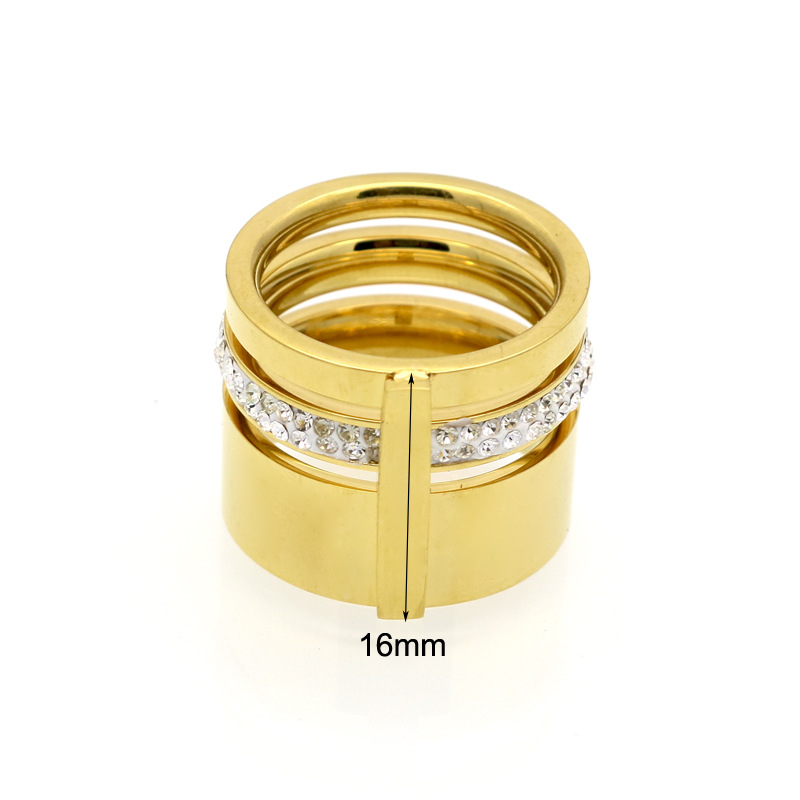 Three rings with diamond mud and titanium steel ring01236690349