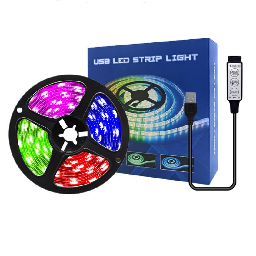 LED Light Strip with set 5050 RGB waterproof colorful USB 3-button remote control TV background atmosphere light