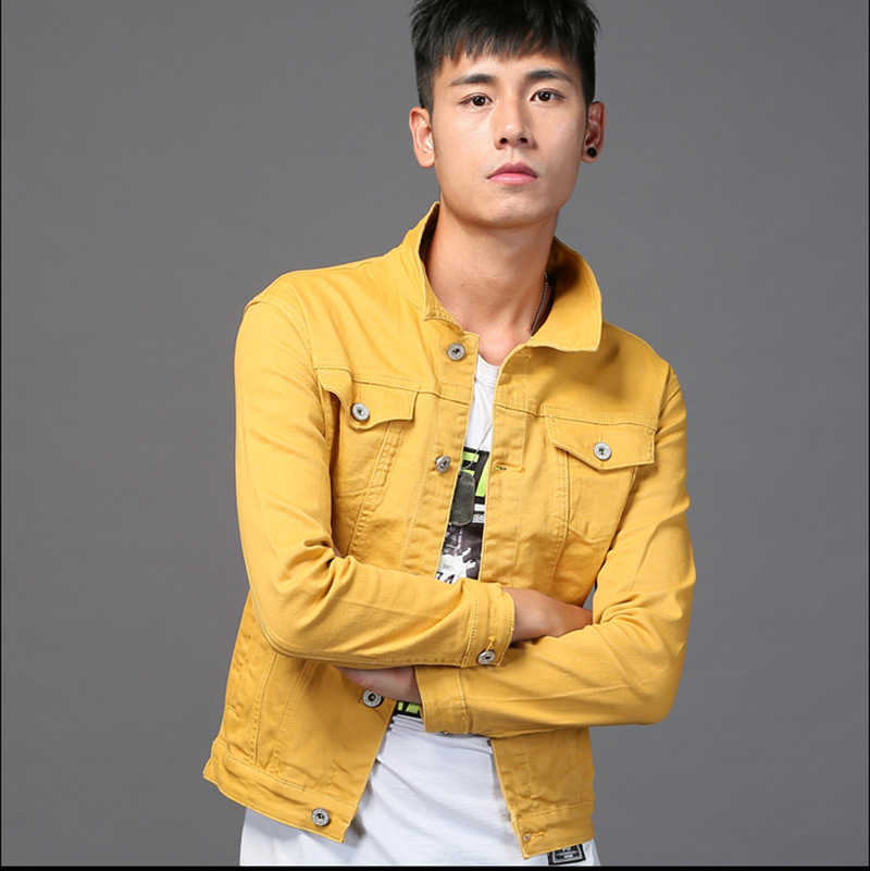 Men's multi-color stretch Cotton denim Skinny Jacket Slim Regular Denim Jacket Classic Retro Lapel Casual jeans Jacket 211009