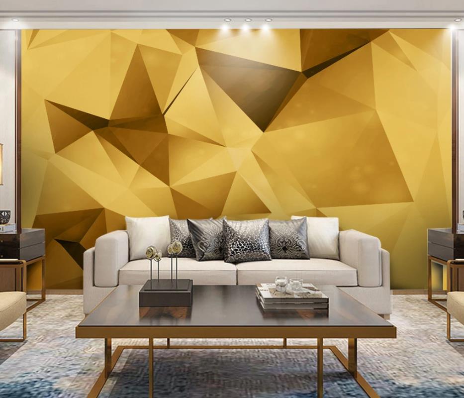 Modern classic painting wallpaper minimalist golden solid geometric wallpapers background wall TV background wall