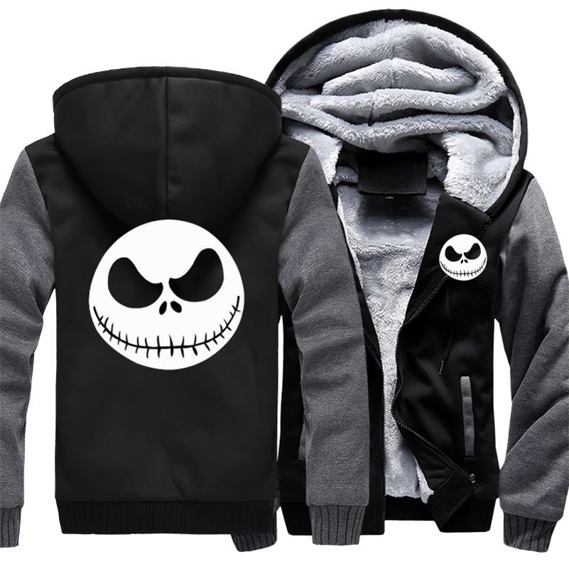 Men's Thicken Hoodie Nightmare Before Christmas Jack Skellington Zipper Jacket Sweatshirts Coat Long Sleeve Casual Warm Hooded Y201006
Men's Thicken Hoodie Nightmare Before Christmas Jack Skellington Zipper Jacket Sweatshirts Coat Long Sleeve Casual Warm Hooded Y201006