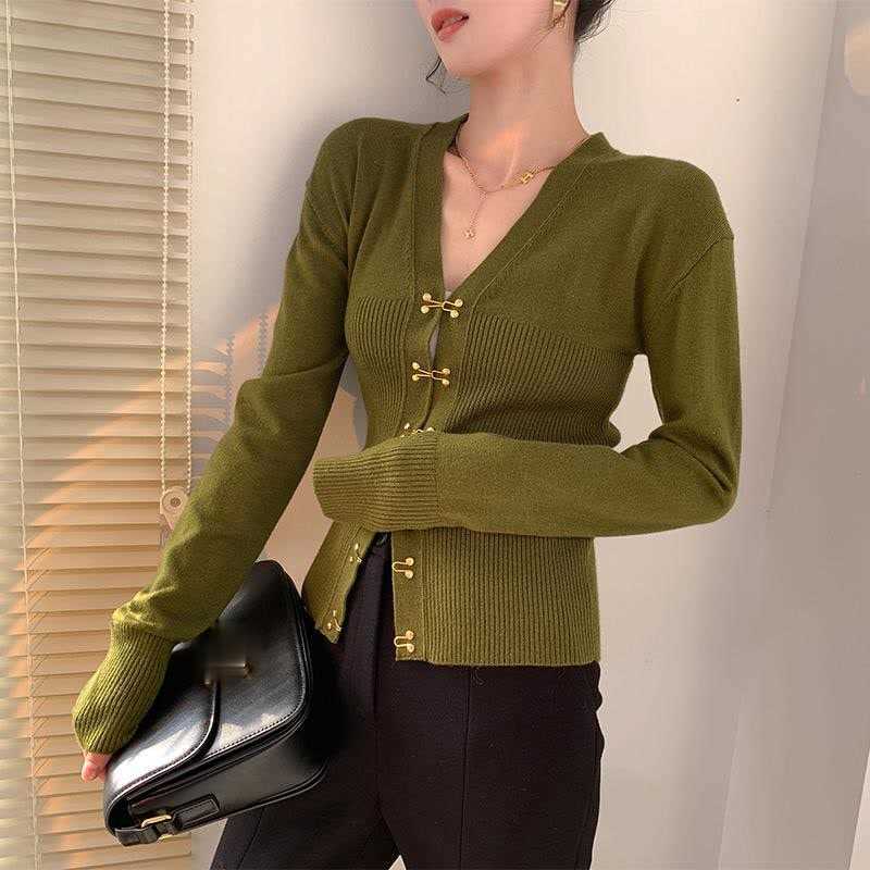 Spring V Neck Long Sleeve Tops Pull Femme Slim Waist Office Lady Solid Women Clothing Elegant Fashion Korean Woman Sweaters 210525