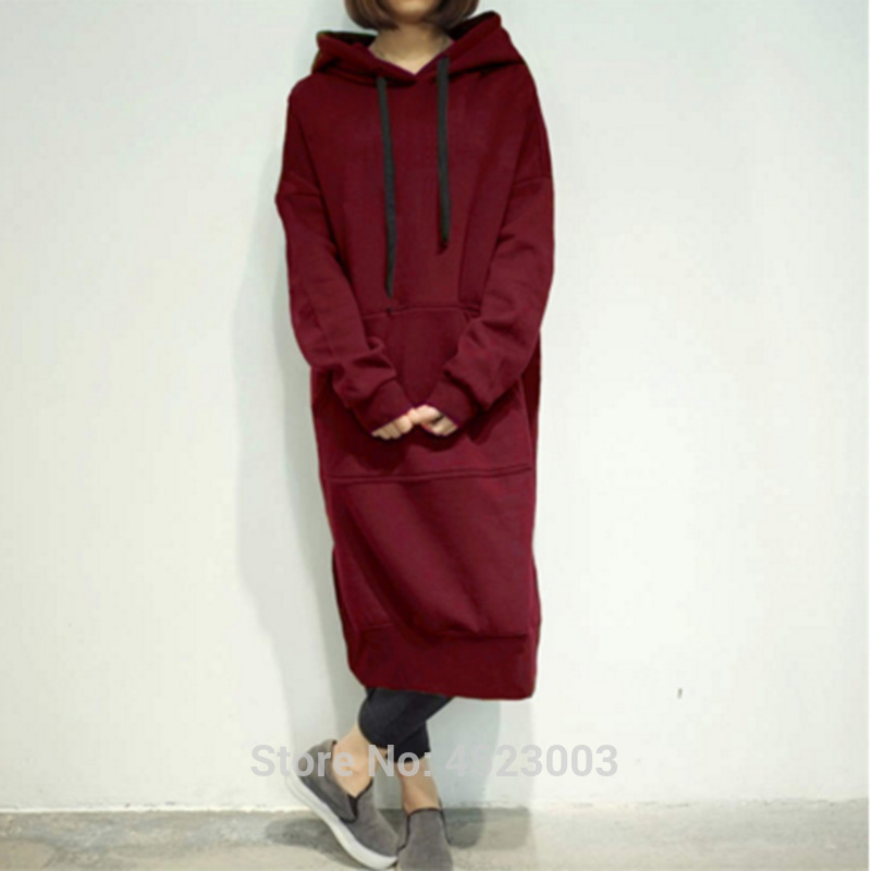 Women's Casual Loose Long Hoodies Sweatshirt Outerwear Jacket Tunic Coat Dress 201030