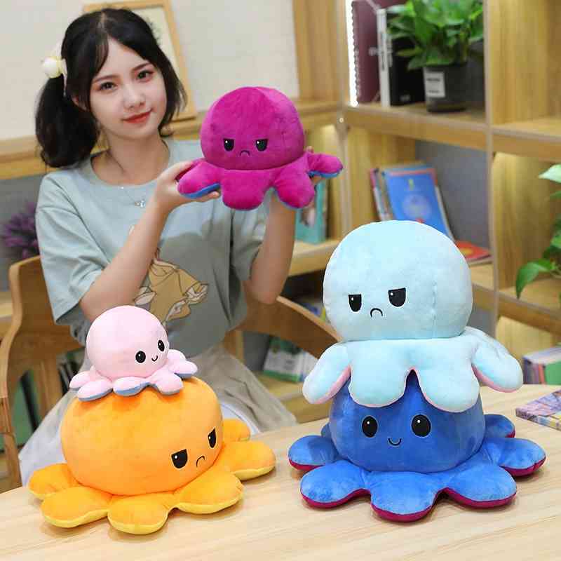 Mood doll double face turn over expression Octopus Plush Doll, Light pink to light blue
Mood doll double face turn over expression Octopus Plush Doll, Light pink to light blue
