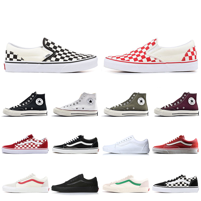 

Women Mens Skateboard Canvas Shoes Van Old Skool OG Classsic Slip-on Fear of god OFF The Wall Converses Chuck Taylor All Star 1970s White Casual Trainers Sneakers, B14