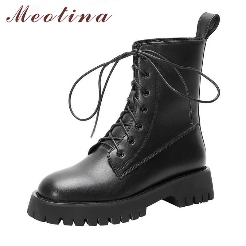 Meotina Real Leather Platform Med Heel Motorcycle Boots Woman Ankle Boots Block Heels Shoes Lace Up Ladies Short Boots Black 40 210608, Black cow velvet lin
Meotina Real Leather Platform Med Heel Motorcycle Boots Woman Ankle Boots Block Heels Shoes Lace Up Ladies Short Boots Black 40 210608, Black cow velvet lin