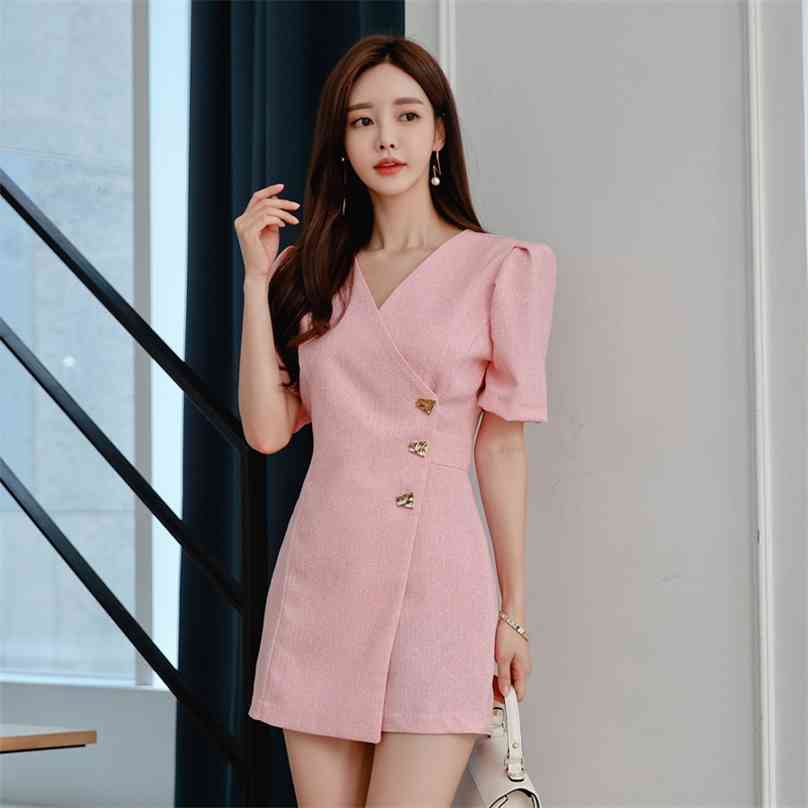 Pink korea Dress for women Summer Short Sleeve V neck linen Sexy ladies Office Fomal Praty Fashion Mini Dresses 210602
Pink korea Dress for women Summer Short Sleeve V neck linen Sexy ladies Office Fomal Praty Fashion Mini Dresses 210602