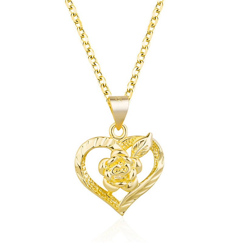 Pendant Necklace Copper Plated Gold 24K Heart Shaped Rose Flower Women Fashion Simple Jewlery Gift Wedding Necklaces 46 U2, Golden
Pendant Necklace Copper Plated Gold 24K Heart Shaped Rose Flower Women Fashion Simple Jewlery Gift Wedding Necklaces 46 U2, Golden