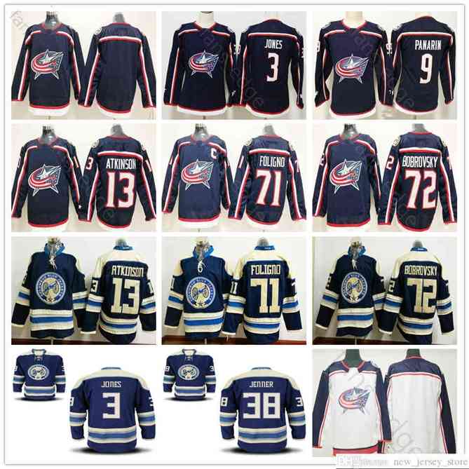 96 Columbus Blue Jackets Ice Hockey 3 Seth Jones 9 Panarin 17 Brandon Dubinsky 13 Cam Atkinson 71 Nick Foligno 72 Sergei Bobrovsky Jersey