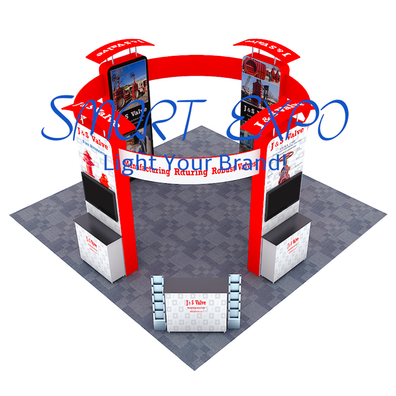 20x20 Innovative Trade Show Booths Advertising Display Stand with Frame Kits Custom Full Color Printed Graphics Carry Bag