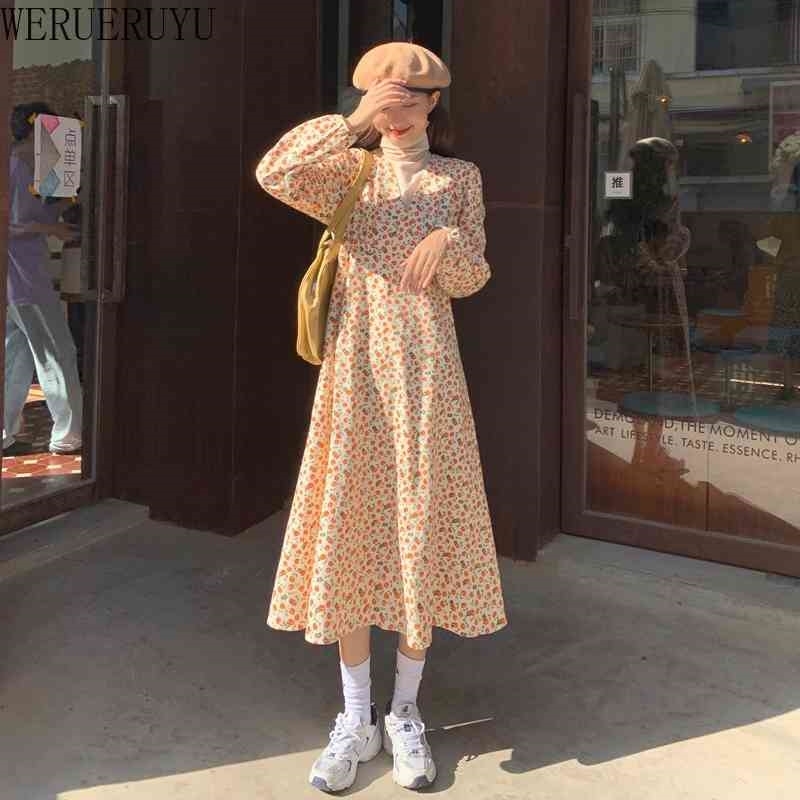 WERUERUYU Plush floral dress autumn winter retro French robe chic bottoming dress 210608, Photo color
WERUERUYU Plush floral dress autumn winter retro French robe chic bottoming dress 210608, Photo color