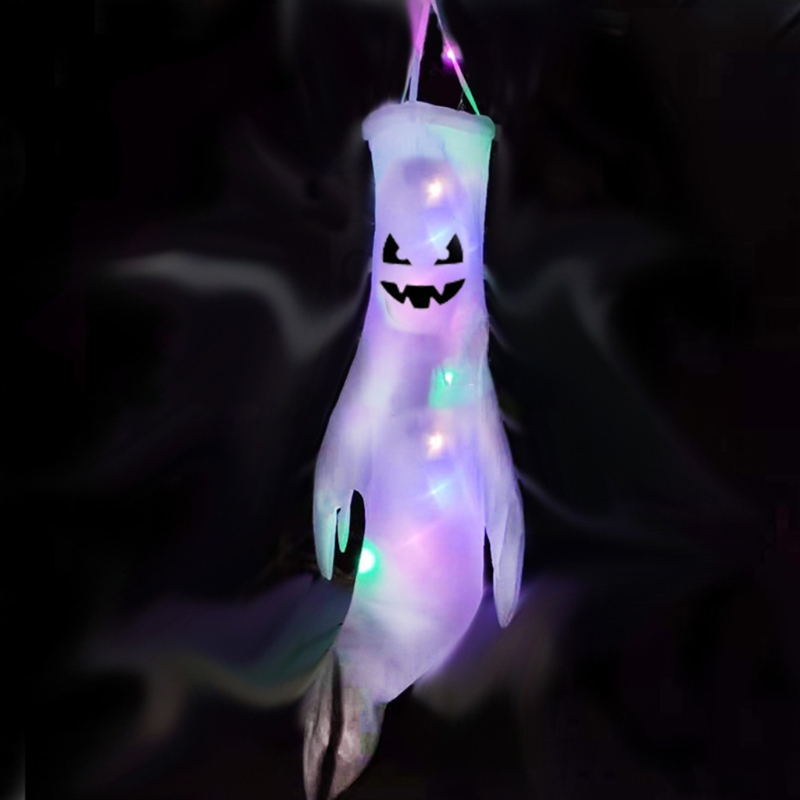 Large LED Halloween Outdoor Light Hanging Ghost Halloween Party Dress Up Glowing Spooky Lamp Horror Props Home Bar Decoration D2.0