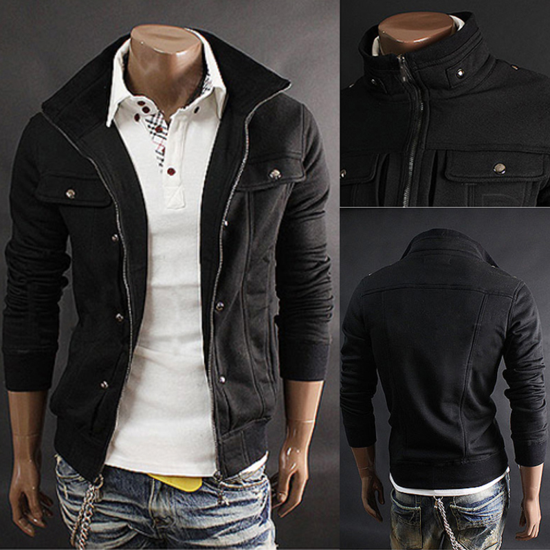 IceLion Fleece Sweatshirts Men Zipper Cardigan Hoodies Autumn Spring Stand Collar Sportswear Fashion Tracksuit Slim Jacket 201020