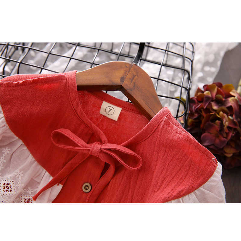 LOVE DD&MM Girls Shirts Autumn Children's Wear Girls Sweet Lovely Lace Hollow Ruffled Long-Sleeved Shirt 210715