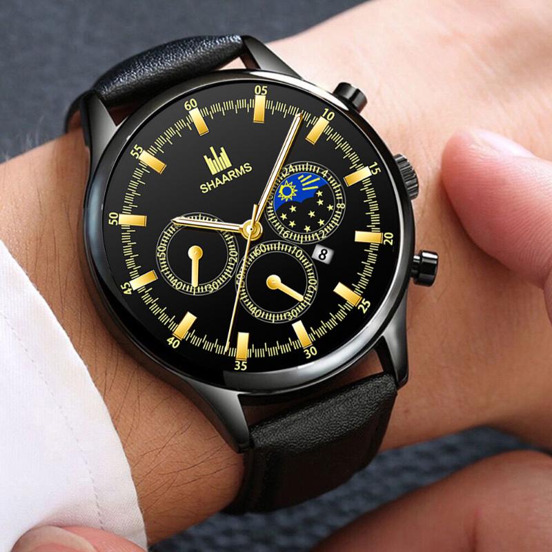 Wristwatches 2021 Mens Watches Brand Leather Waterproof Sport Automatic Date Quartz Watch For Men Relogio Masculino, Black gold
Wristwatches 2021 Mens Watches Brand Leather Waterproof Sport Automatic Date Quartz Watch For Men Relogio Masculino, Black gold