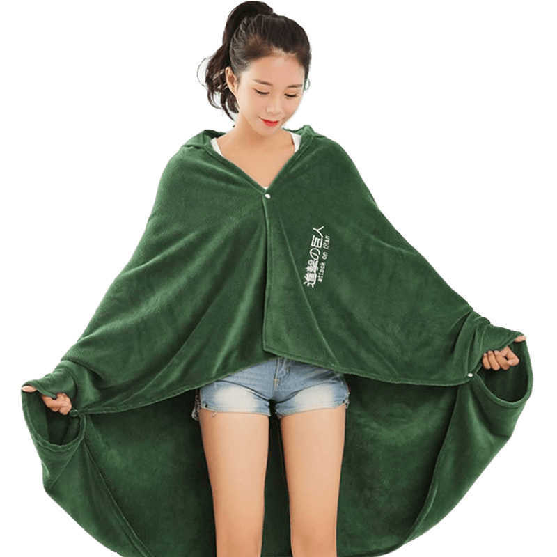 Anime Attack on Titan Blanket Cloak Shingeki No Kyojin Scout Regiment Cape Hoodie Flannel Cosplay Costumes Y0913