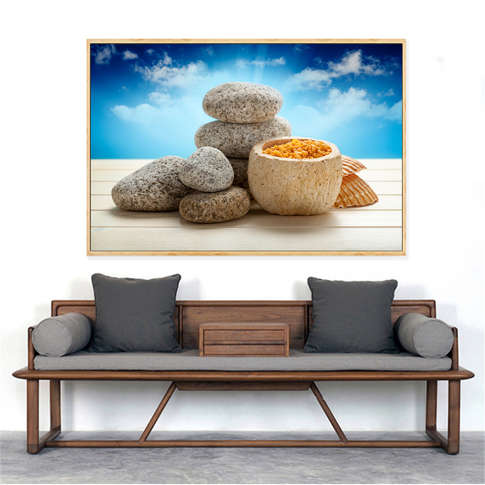 Modern Wall Art Spa Stones Zen Canvas Painting Candles Orchid Flower Poster Wall Pictures for Bathroom Decor Home Decor Cuadros