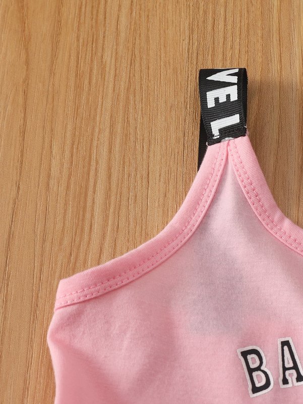 Baby Letter Graphic Contrast Tape Cami Dress SHE