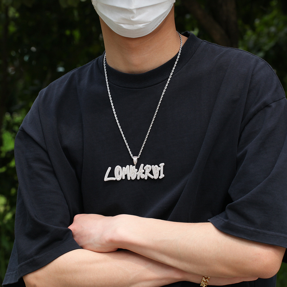 A-Z Custom Name Letters Necklaces Mens Fashion Hip Hop Jewelry Iced Out Gold Initial Letter Pendant Necklace