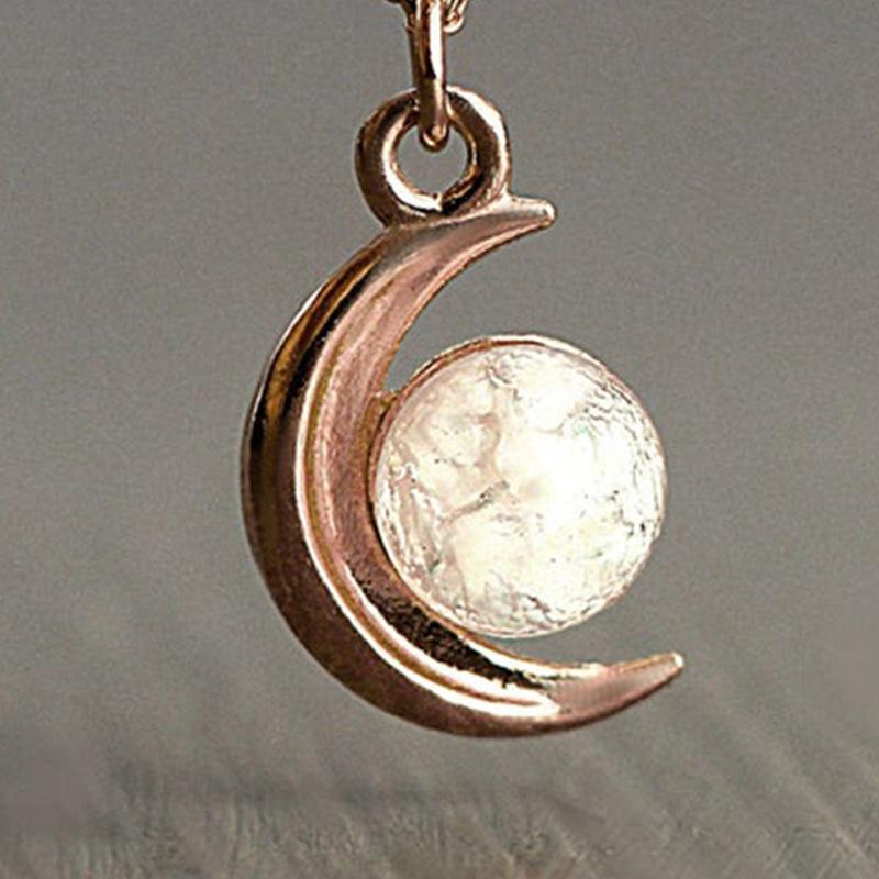 Pendant Necklaces Fashion Rose Gold Charm Moon Necklace For Women Opal Stone Christmas Jewelry Gifts