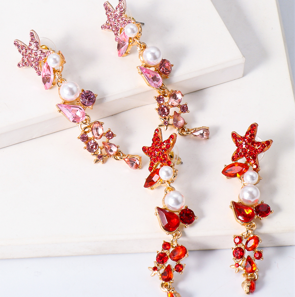Summer Starfish Crystal Earrings for Women Sandy beach Pearl Zircon Dangle Drop Earring High Quality Girl Jewelry Wholesale
Summer Starfish Crystal Earrings for Women Sandy beach Pearl Zircon Dangle Drop Earring High Quality Girl Jewelry Wholesale