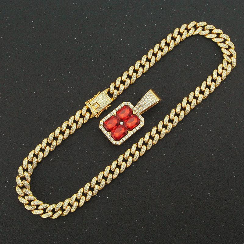 Pendant Necklaces Bridesmaid Gift Hip Hop Men's Women's Necklace Ruby Cuban Chain Jewelry Luxury Around The Neck Wholesale 2021 
Pendant Necklaces Bridesmaid Gift Hip Hop Men's Women's Necklace Ruby Cuban Chain Jewelry Luxury Around The Neck Wholesale 2021