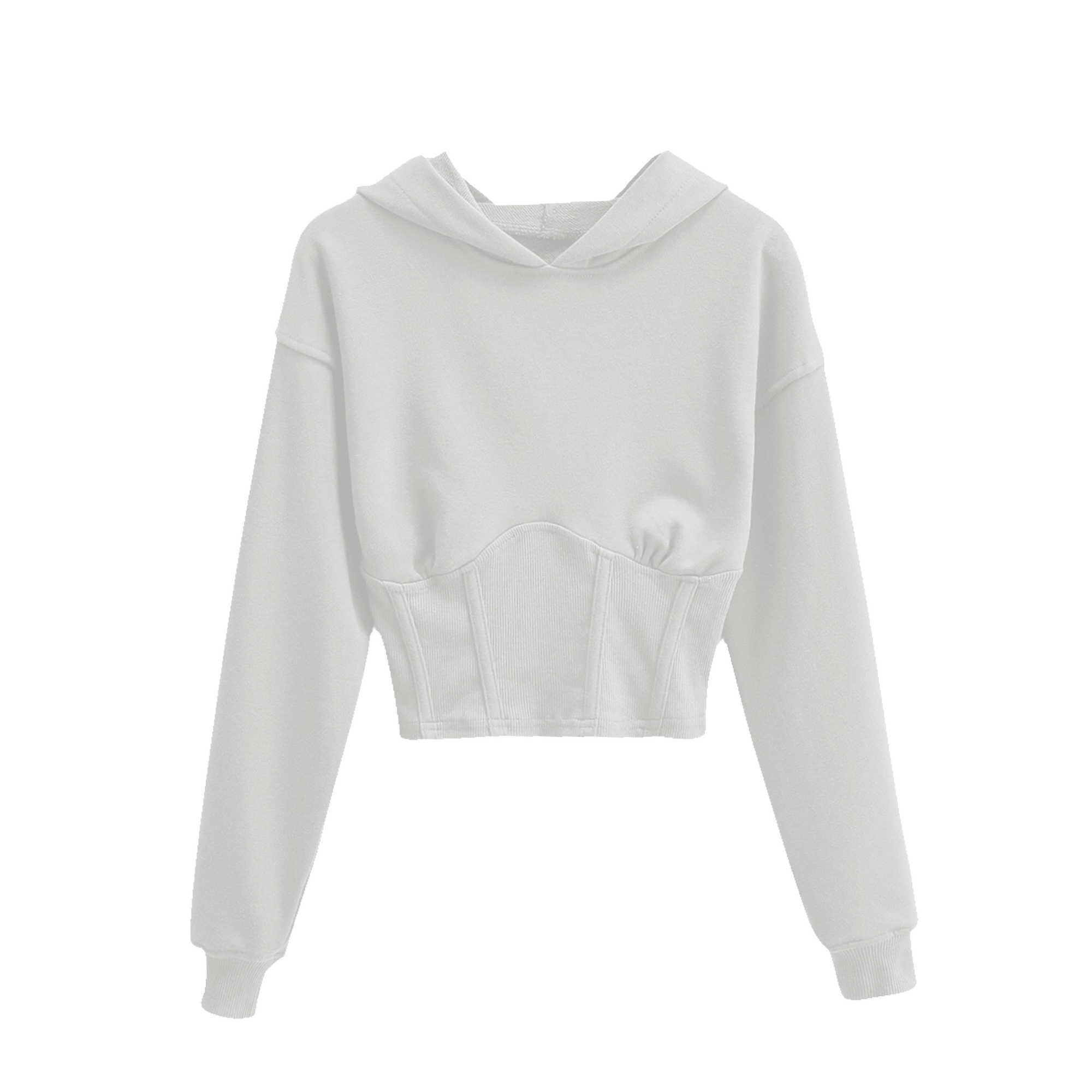 Spring Summer Streetwear Short Sweatshirt Women's Slim Waist Pullover Hoodies 210615