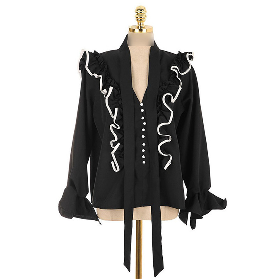 High Quality Sexy Women Long Sleeve Square Collor Chiffon Blouse Shirt #0037 210225