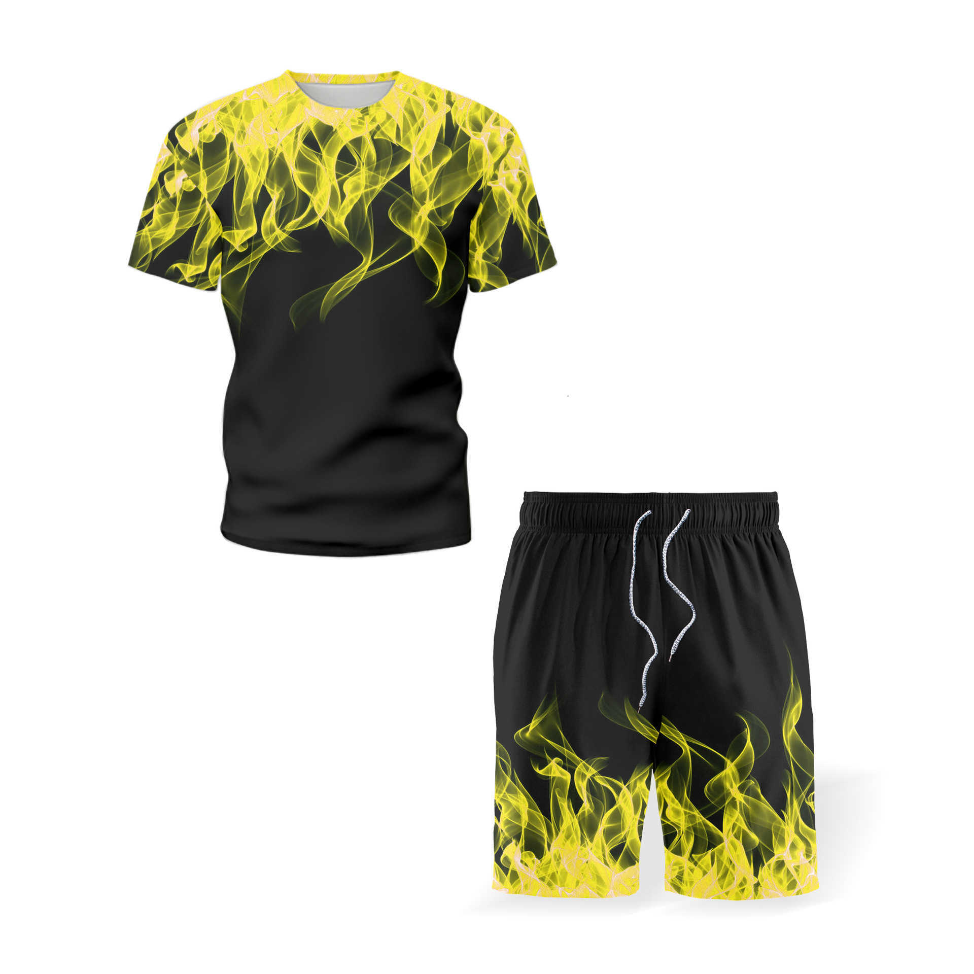 Men Multicolor Printing Tracksuit T-shirt+Shorts Fashion Clothing Men 2 Piece Set Mens Suits Short Sleeve Short Sets Summer 210603