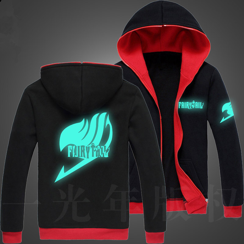 Autumn Men Fairy Tail Glow Hoodie Hooded Zipper Streetwear Hip Hop Sweatshirt Harajuku Anime Hoodies Men College Fashion Hoodies 201020