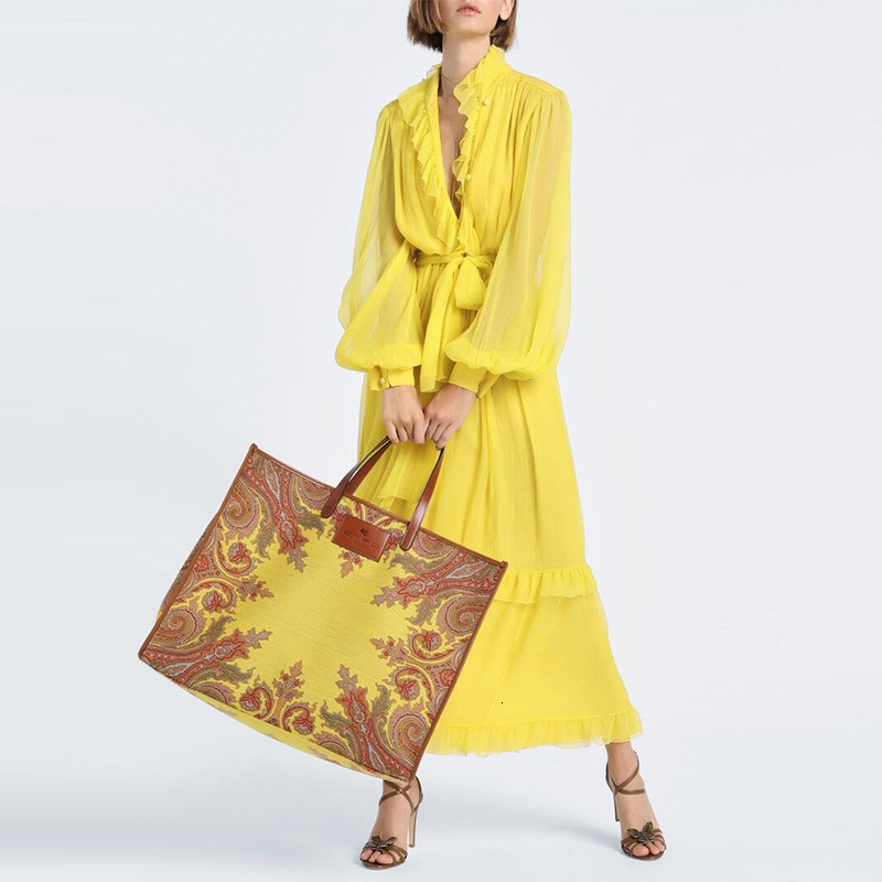 2021 New Chic Runway Designer Spring Vintage Elegant Ruffles Lantern Sleeve Pleated Long Es for Women Yellow Vestido E49p
2021 New Chic Runway Designer Spring Vintage Elegant Ruffles Lantern Sleeve Pleated Long Es for Women Yellow Vestido E49p