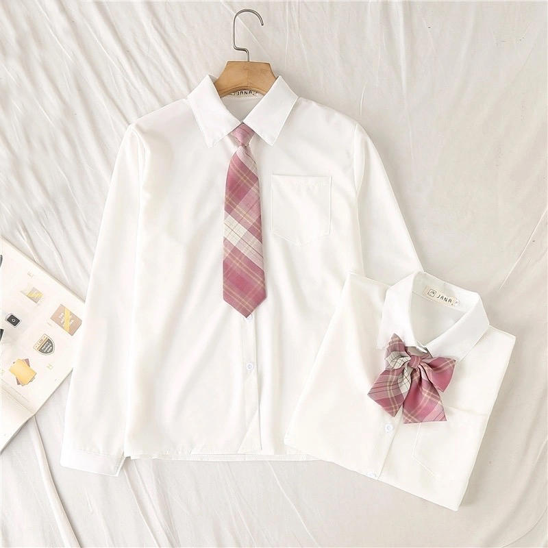 JMPRS White Women School Shirts Fashion JK Preppy Style Spring Japan Long Sleeve Girls Blouse Harajuku Necktie Ladies Tops 210225