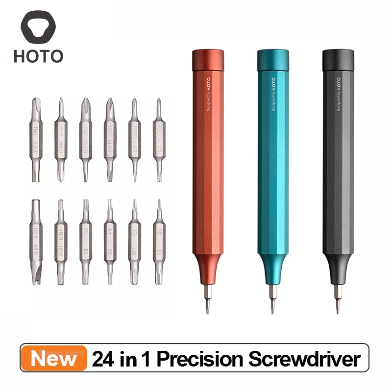 2021 Newest HOTO 24 in 1 Precision Screwdriver Aluminum Alloy Magnetic bit storage Pen-shaped Portable 24 Models of Steel Bits
2021 Newest HOTO 24 in 1 Precision Screwdriver Aluminum Alloy Magnetic bit storage Pen-shaped Portable 24 Models of Steel Bits