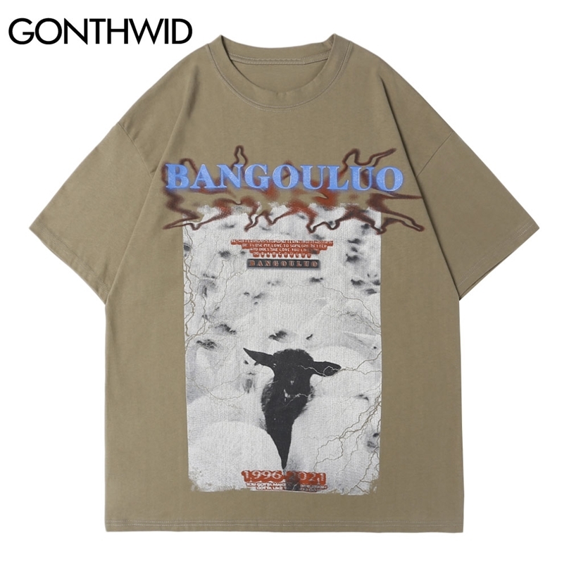 Tshirts Casual Hip Hop Summer Sheeps Print Short Sleeve Cotton T-Shirts Men Loose Streetwear Harajuku Fashion Tops Male 210602, White
Tshirts Casual Hip Hop Summer Sheeps Print Short Sleeve Cotton T-Shirts Men Loose Streetwear Harajuku Fashion Tops Male 210602, White
