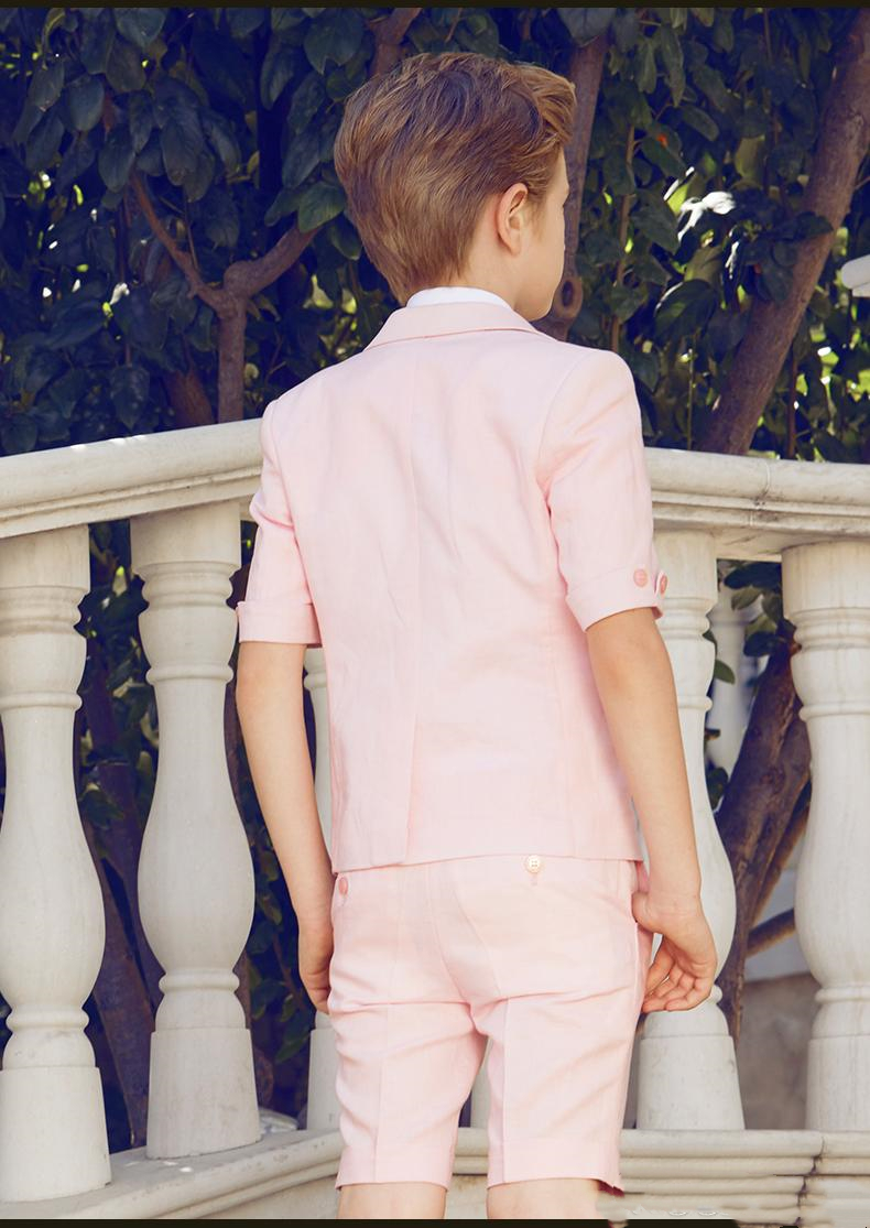 Summer Two Piece Boy Formal Wear Wedding Tuxedos Short Sleeve Toddler Kids Boy's Suits Cheap Custom Made Brithday Party Gowns