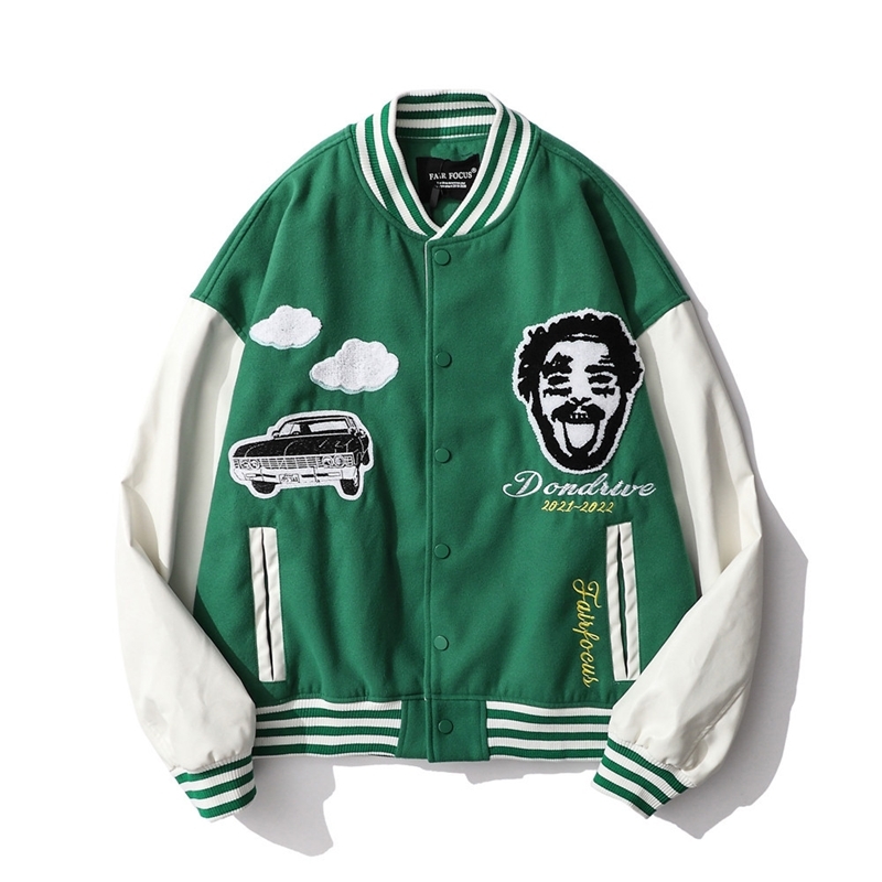 Cartoon embroidery contrast stitching jacket men's fashion brand loose stand collar Baseball Jacket, Red
Cartoon embroidery contrast stitching jacket men's fashion brand loose stand collar Baseball Jacket, Red