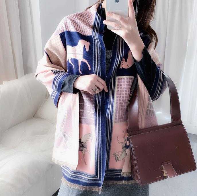 Winter Scarf Women Cashmere Scarf New Fashion Warm Foulard Lady Horse Scarves Multicolor Thick Soft Shawls Wraps